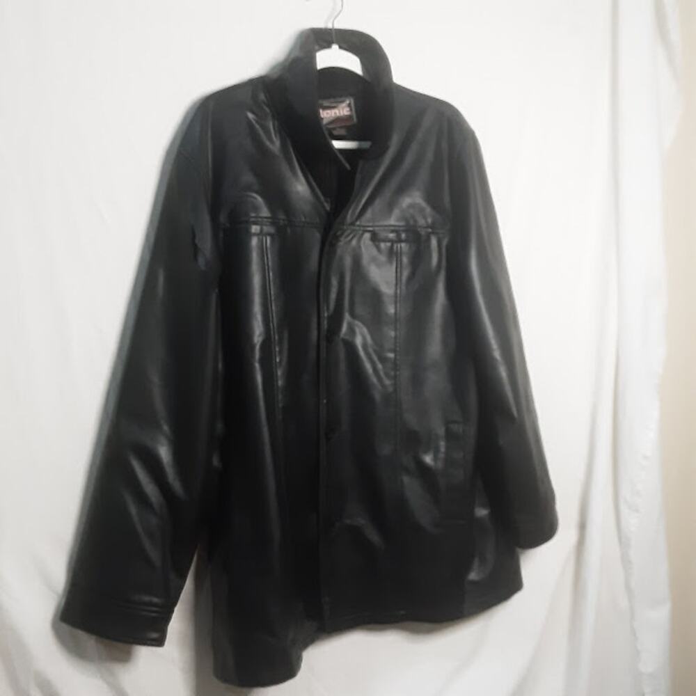 Tonic by BC Ethic Faux‎ Leather Jacket XL Black Gothic Tribal Lining